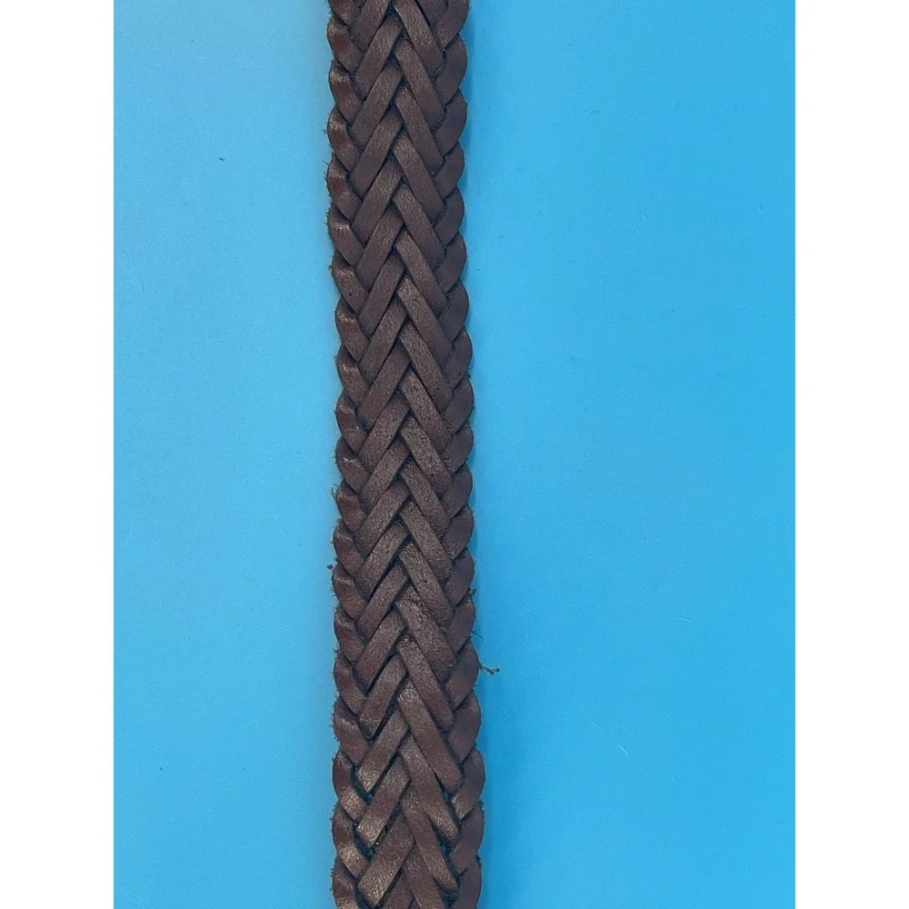 Vintage Braided Brown Split Leather Belt Size 34 Western‎ Boho Woven